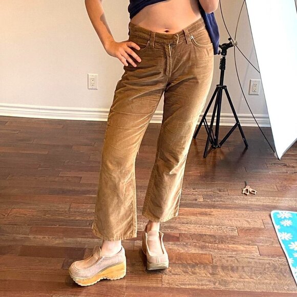 90s vintage Dolce & Gabbana D&G Italy Womens Brown Cropped Cotton Pants 30/44 - Picture 3 of 7